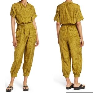 NEW Tanya Taylor Francis Jumpsuit Short Sleeves Polka Dot Printed Silk Size 2